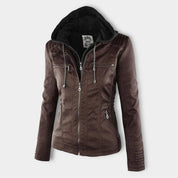 Leren jas dames met capuchon – waterafstotende jas van echt leer | Heidi-Mode