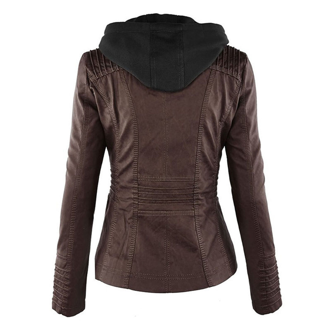Leren jas dames met capuchon – waterafstotende jas van echt leer | Heidi-Mode