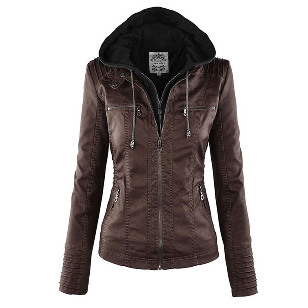 Leren jas dames met capuchon – waterafstotende jas van echt leer | Heidi-Mode
