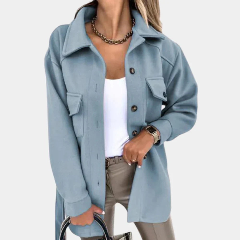Emilia – Getailleerde Damesjas met Ceintuur | Elegante Lange Jas voor Herfst & Winter