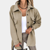 Emilia – Getailleerde Damesjas met Ceintuur | Elegante Lange Jas voor Herfst & Winter
