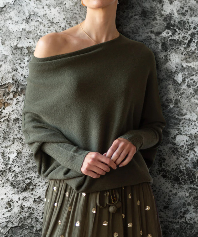 Dames Top | Oversized Pasvorm | Off-Shoulder & Dolmanmouwen