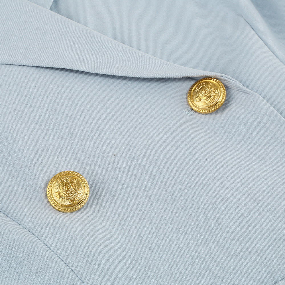 Blazer mini jurk dames – korte blazerjurk met ceintuur en gouden knopen