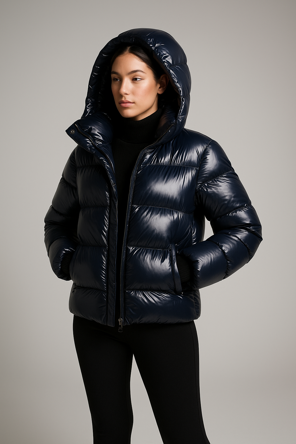 Puffer jas dames – glanzende winterjas met lichte isolatie en slim fit pasvorm