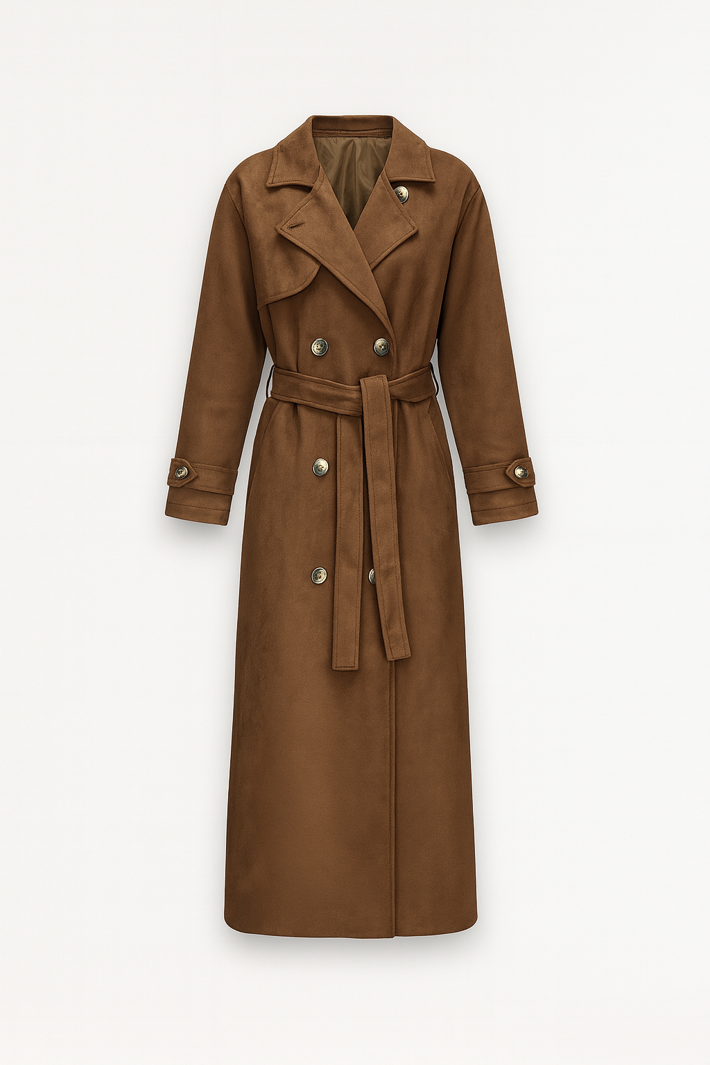 Paris luxe faux suède trenchcoat – oversized & elegant met ceintuur