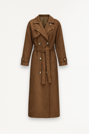 Paris luxe faux suède trenchcoat – oversized & elegant met ceintuur