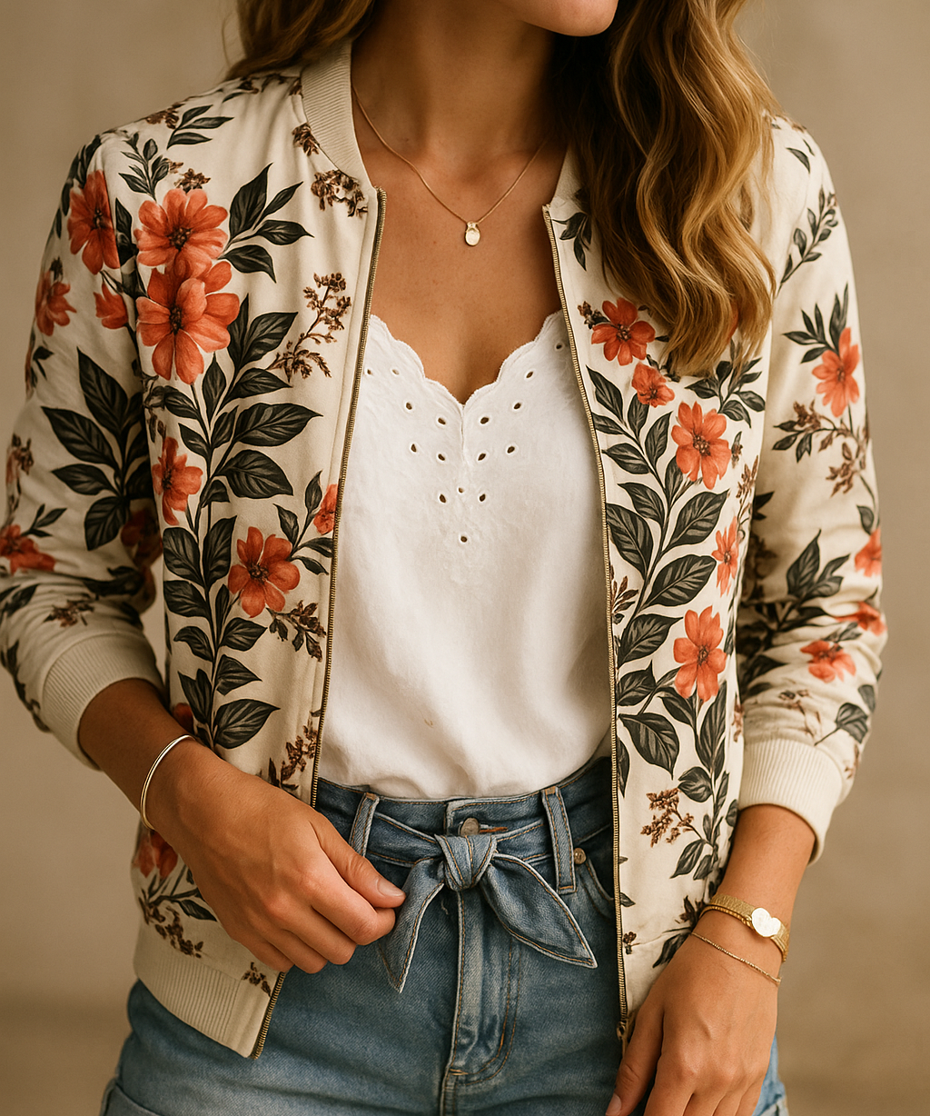 Kaelin dames bomberjack | Trendy bloemen bomberjack | Lichtgewicht en veelzijdig