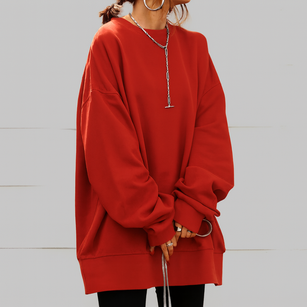 Oversized trui dames – losse gebreide trui met ronde hals en casual pasvorm