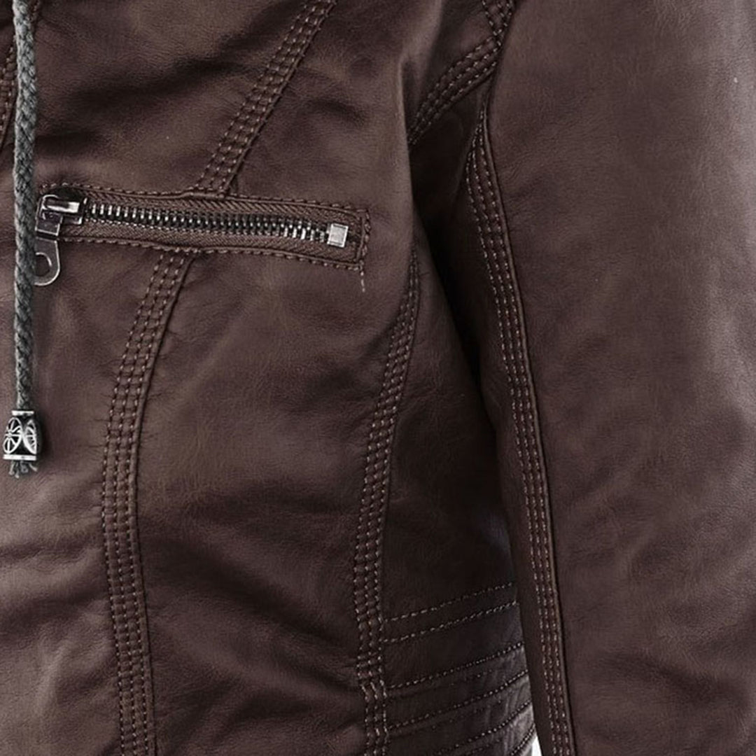 Leren jas dames met capuchon – waterafstotende jas van echt leer | Heidi-Mode