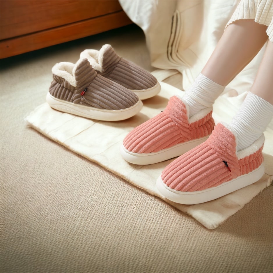 Cosimo unisex sloffen – warme pantoffels met hoge instap & antislipzool