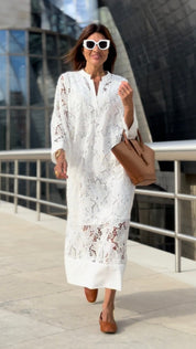 Jurk Luana Lace wit – Elegante Kanten Damesjurk met Onderdress
