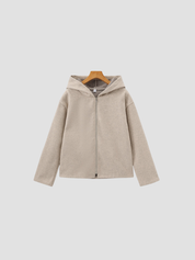 Dames fleece cardigan met capuchon – comfortabele vestjas met rits voor dagelijks gebruik