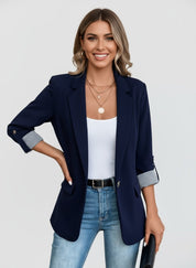 Dames blazer met smalle pasvorm – elegante blazer met één knoopsluiting voor werk en vrije tijd