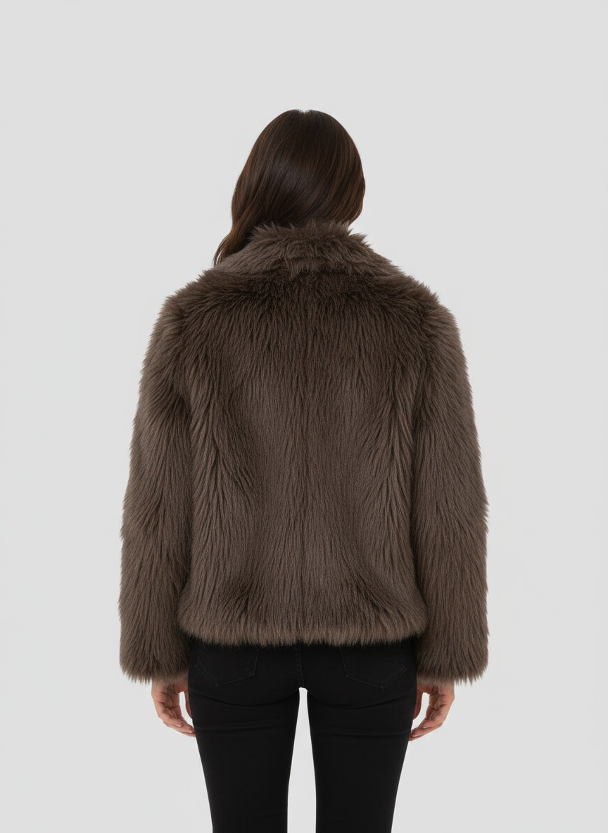 Dames kunstbont jas – zachte warme faux fur jas met elegante pasvorm