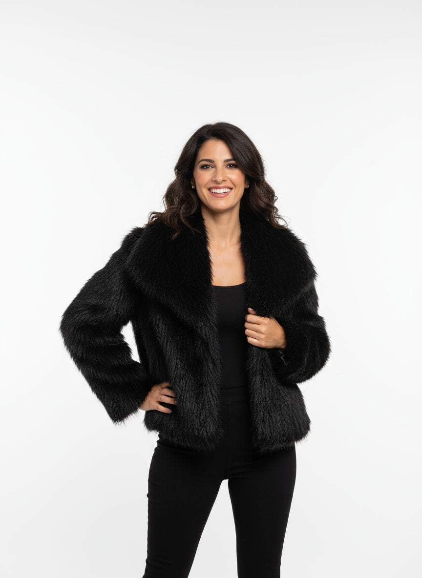 Dames kunstbont jas – zachte warme faux fur jas met elegante pasvorm