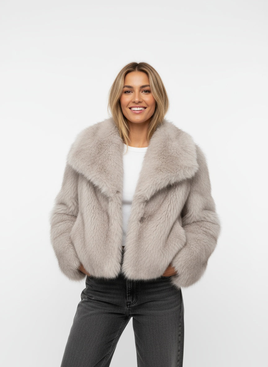 Dames kunstbont jas – zachte warme faux fur jas met elegante pasvorm