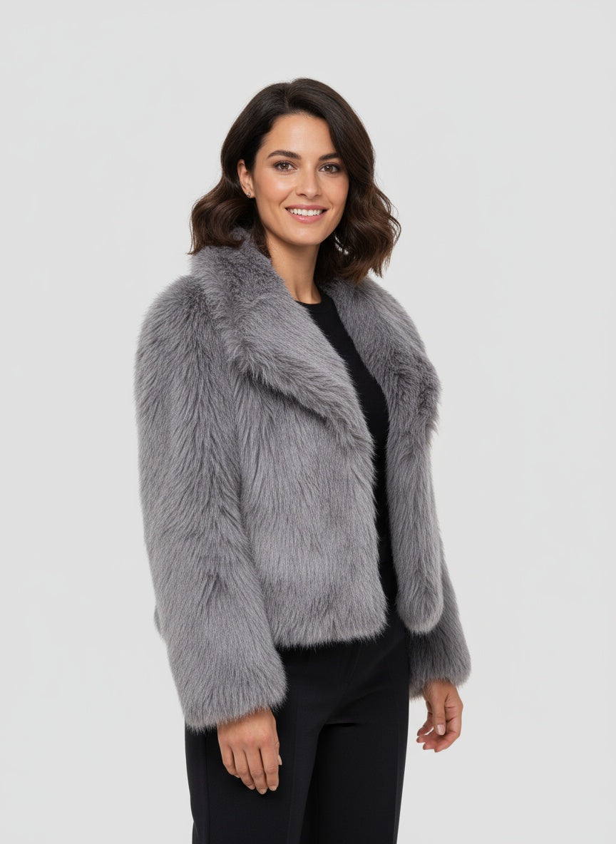 Dames kunstbont jas – zachte warme faux fur jas met elegante pasvorm