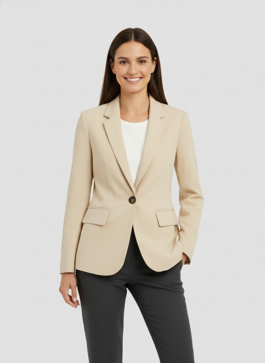 Dames blazer met één knoopsluiting – elegante getailleerde blazer voor werk en gelegenheid