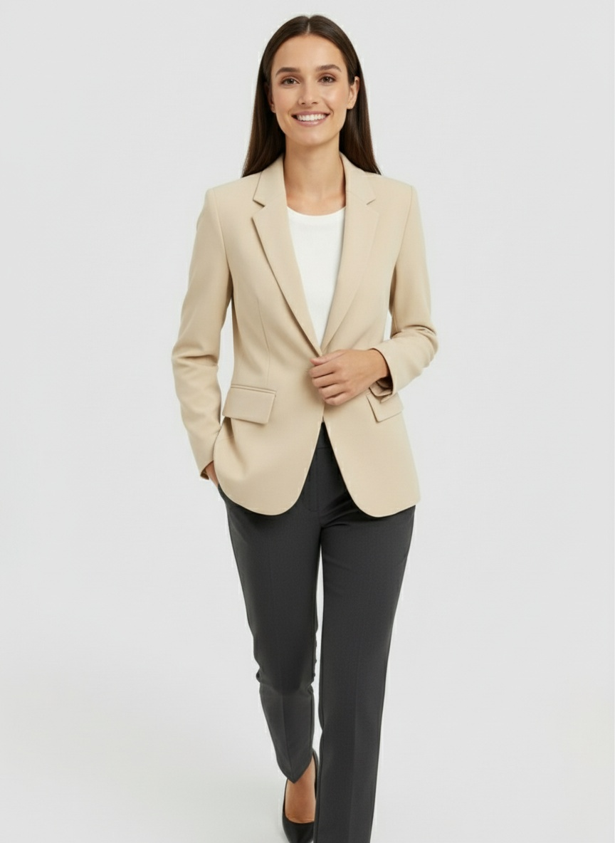 Dames blazer met één knoopsluiting – elegante getailleerde blazer voor werk en gelegenheid