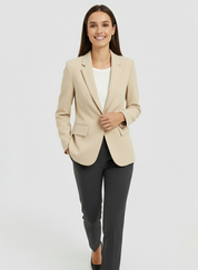 Dames blazer met één knoopsluiting – elegante getailleerde blazer voor werk en gelegenheid