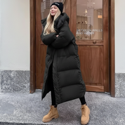 Dames Lange Gewatteerde Puffer Jas | Met Capuchon | Relaxte Pasvorm | Winddicht & Warm