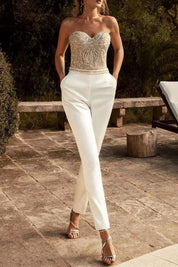 Dames Jumpsuit Strapless – Feestelijke Jumpsuit met Wijde Broek