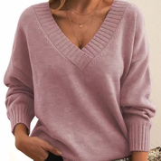 Dames Trui met V-Hals – Elegante Gebreide Trui voor Herfst en Winter