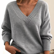 Dames Trui met V-Hals – Elegante Gebreide Trui voor Herfst en Winter
