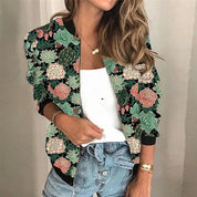 Dames Jack met Print en Ritssluiting – Stijlvol Lichtgewicht Voorjaar- en Herfstjack