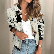 Dames Jack met Print en Ritssluiting – Stijlvol Lichtgewicht Voorjaar- en Herfstjack