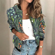 Dames Jack met Print en Ritssluiting – Stijlvol Lichtgewicht Voorjaar- en Herfstjack