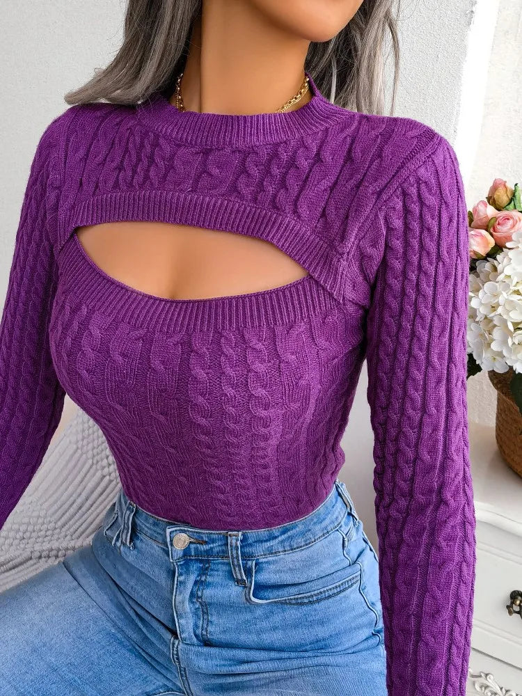 Sweater met Lange Mouwen en Ronde Hals Dames – Stijlvolle Gebreide Trui met Comfortabele Pasvorm