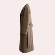 Hannah lange dames winterjas – elegante double-breasted jas met warme voering