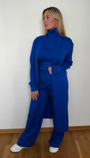 Roxy 3-delige co-ord set dames – gebreide cardigan, coltrui & wijde broek