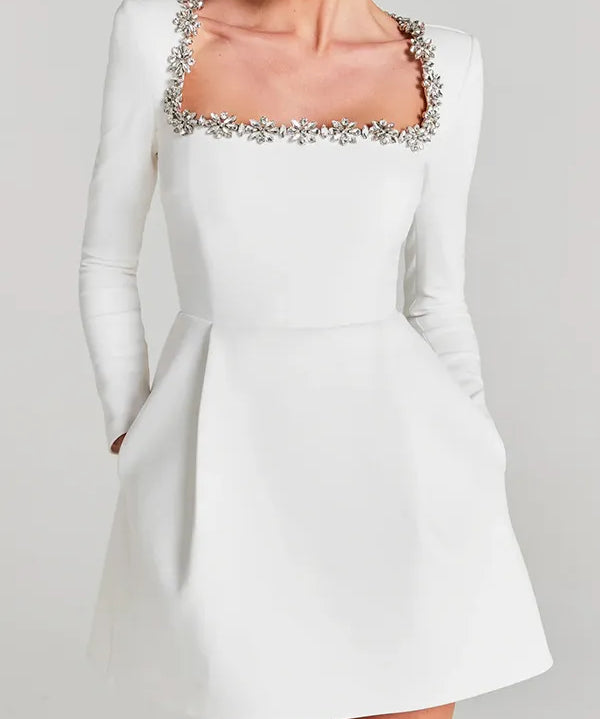 Fluwelen mini jurk dames – elegante A-lijn party dress met square hals