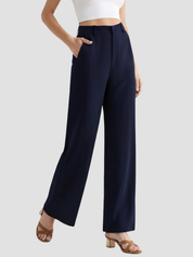 Elegante dames pantalon met hoge taille – wijde stofbroek met stijlvolle pasvorm