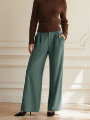 Elegante dames pantalon met hoge taille – wijde stofbroek met stijlvolle pasvorm