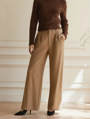 Elegante dames pantalon met hoge taille – wijde stofbroek met stijlvolle pasvorm