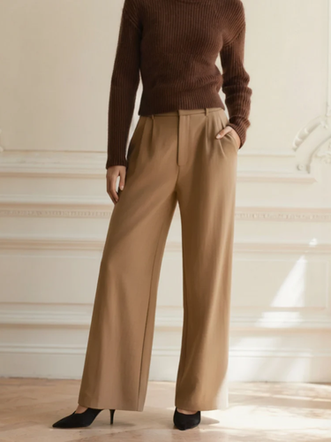 Elegante dames pantalon met hoge taille – wijde stofbroek met stijlvolle pasvorm