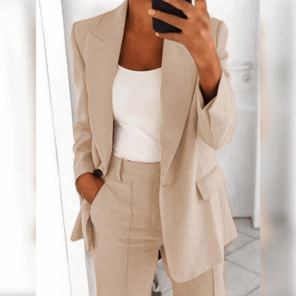 Elegante dames blazer en broek – stijlvol tweedelig pak voor elke gelegenheid