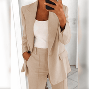 Elegante dames blazer en broek – stijlvol tweedelig pak voor elke gelegenheid