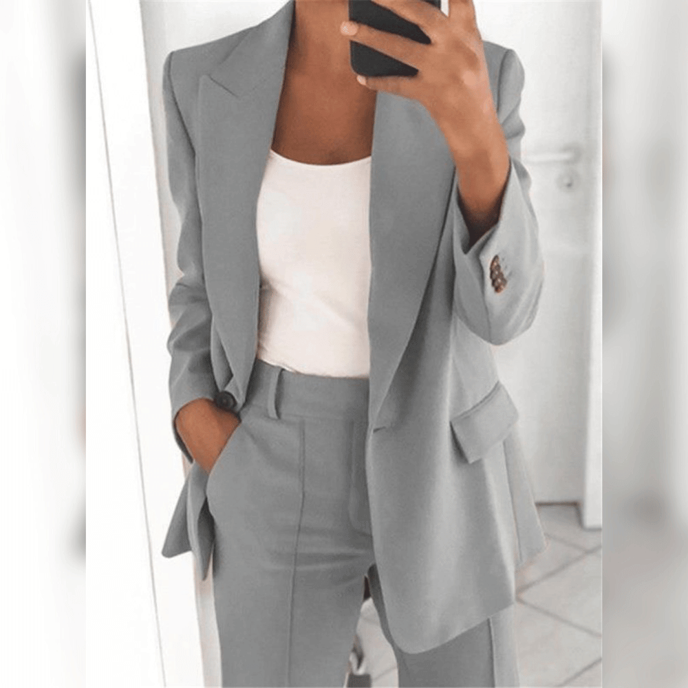 Elegante dames blazer en broek – stijlvol tweedelig pak voor elke gelegenheid