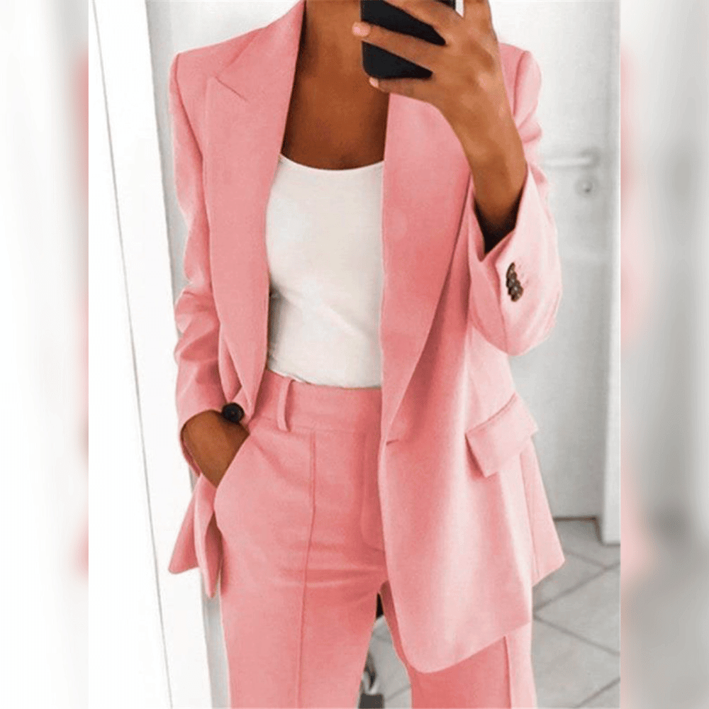 Elegante dames blazer en broek – stijlvol tweedelig pak voor elke gelegenheid