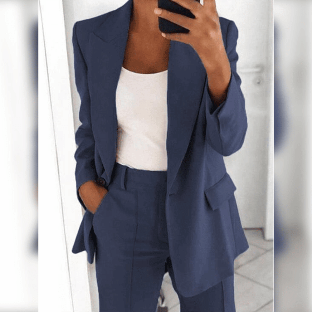Elegante dames blazer en broek – stijlvol tweedelig pak voor elke gelegenheid