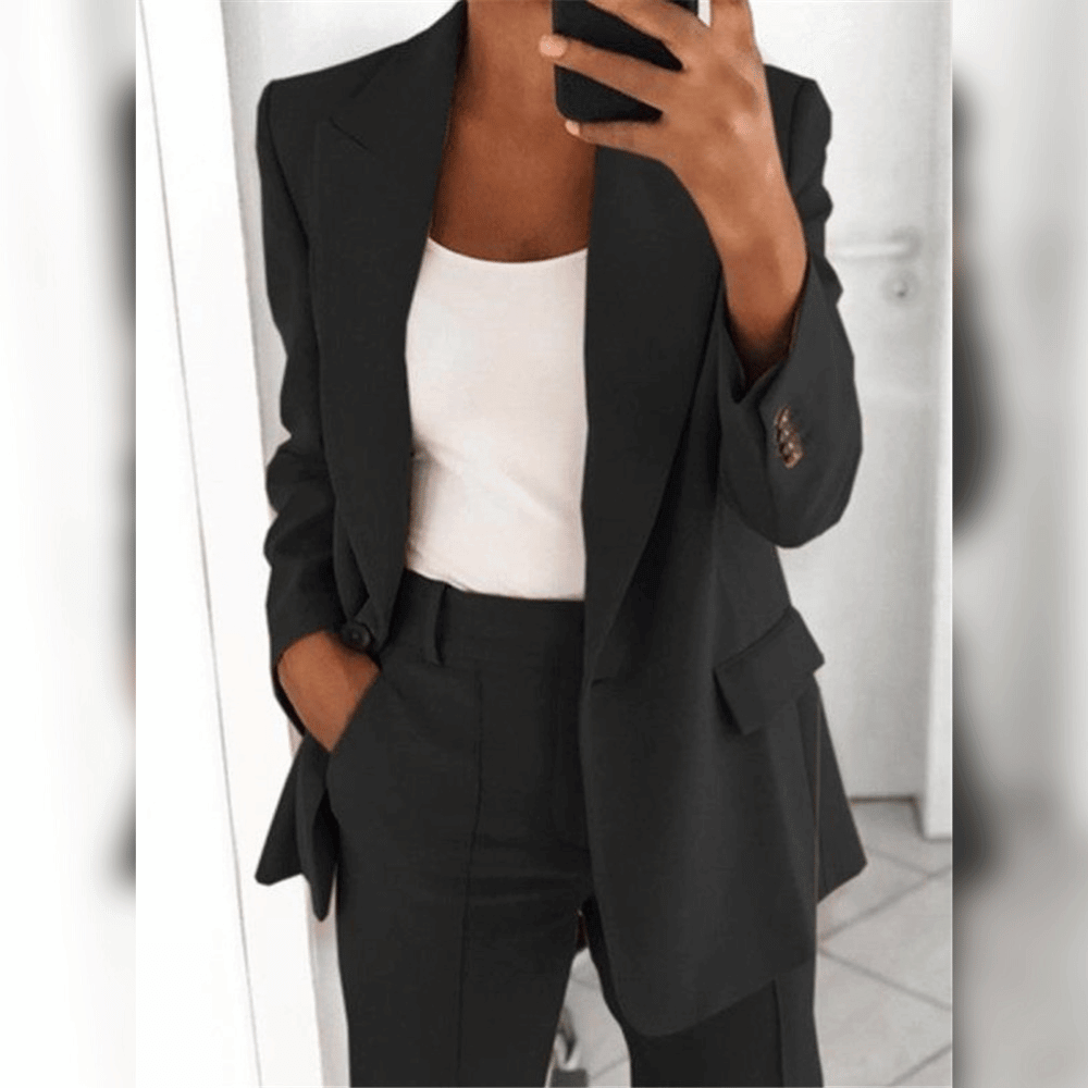 Elegante dames blazer en broek – stijlvol tweedelig pak voor elke gelegenheid
