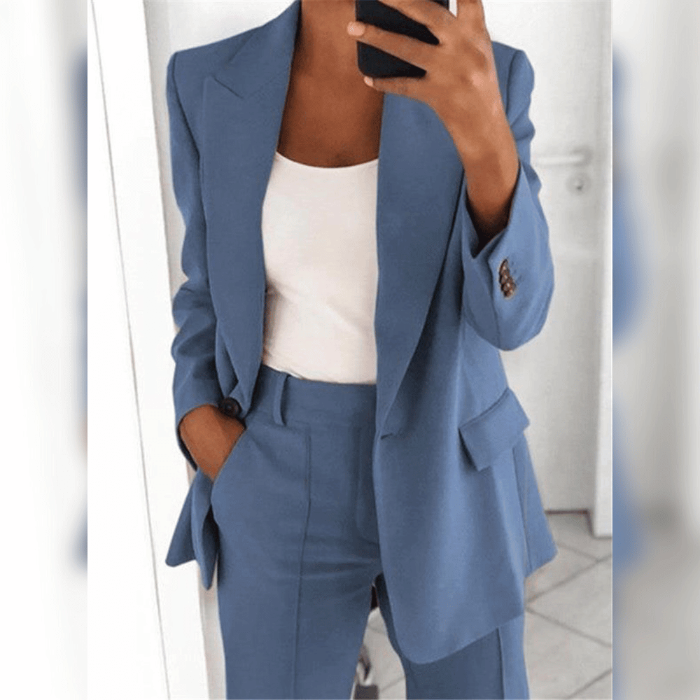 Elegante dames blazer en broek – stijlvol tweedelig pak voor elke gelegenheid