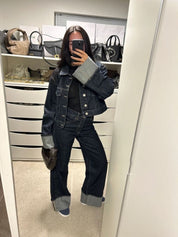 Denim Twee-Delen Ensemble met Lange Mouwen en Kraag – Stijlvol & Tijdloos