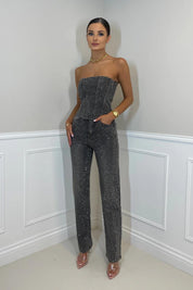 Ilse Elegante Jumpsuit Dames – Strapless & Glanzstof voor Feestelijke Gelegenheden