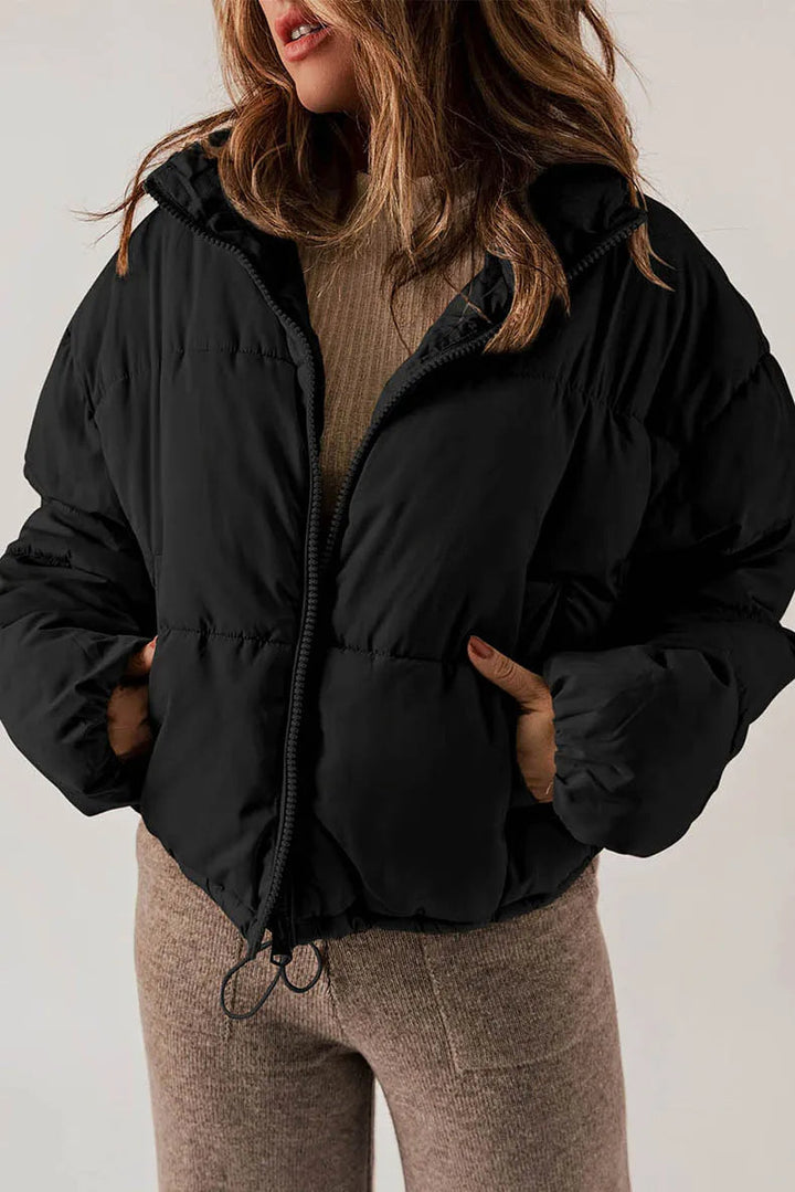 Korte dames pufferjas – warme gewatteerde winterjas met ritssluiting