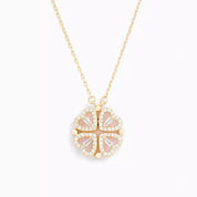 Geluk & Liefde ketting dames | Zirkonia hartjes ketting | Klavertje vier hanger